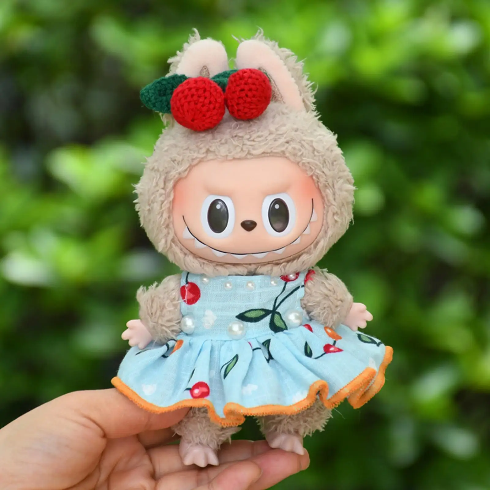 Cute 15cm Pendant Doll Clothes Dress with Hair Accessory Handmade Little Girls Gift Girl Doll Outfits for 15cm Pendant Doll