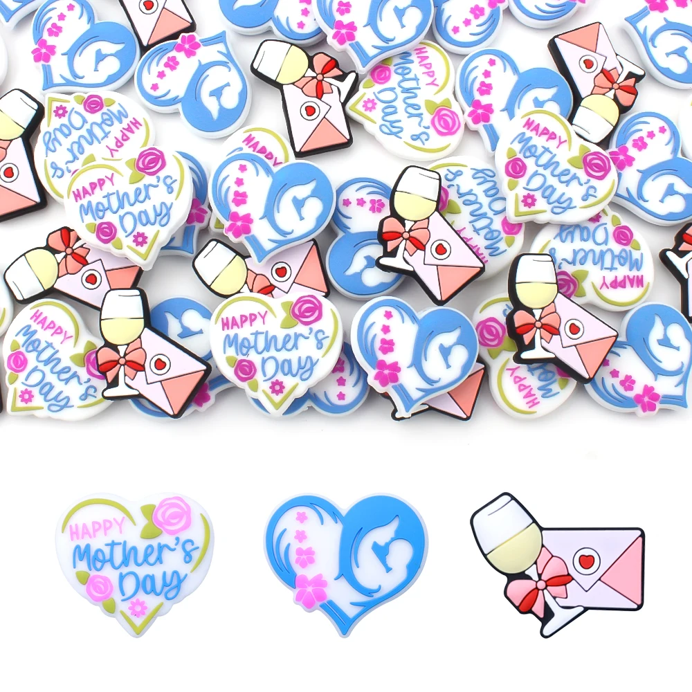 5/10Pcs Silicone Beads Mother's Day Theme Focal Beads for Jewelry Making DIY Beaded Pen Necklaces Jewelry Accessories Gifts