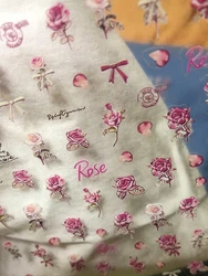 5 uds. De calcomanías planas mate de rosas secas Vintage estéticas, varilla de bolígrafo para decoración DIY