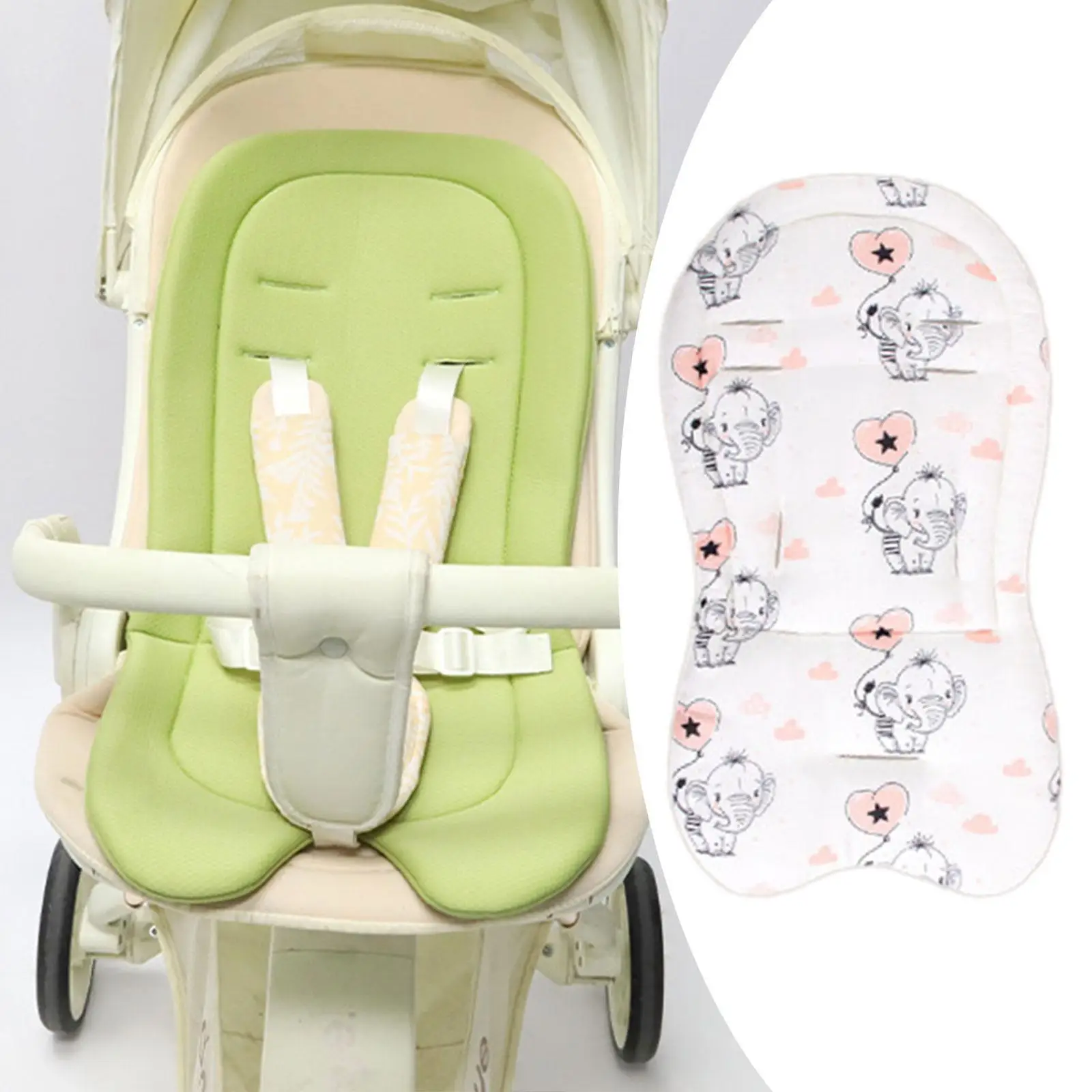 Infants Car Seats Insert Baby Stroller Cushion Breathable Cute Pattern Soft High Chair Pad Head Body Supports for Bouncer Baby