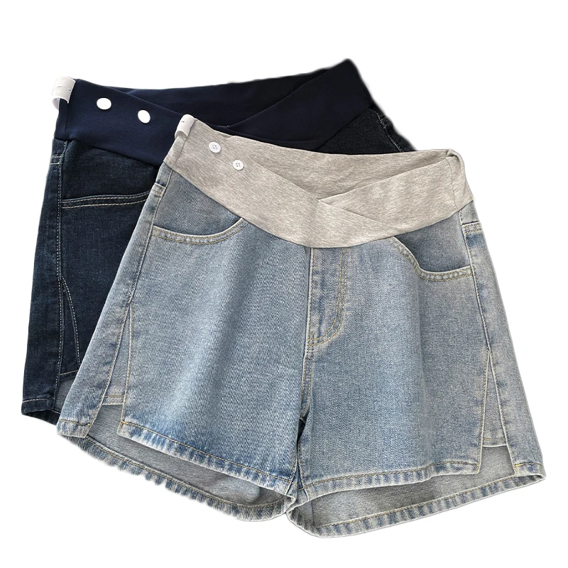 Pantalones vaqueros de mezclilla de maternidad holgados de talla grande de verano pantalones cortos de cintura baja para mujeres embarazadas ﻿ - imagen 2