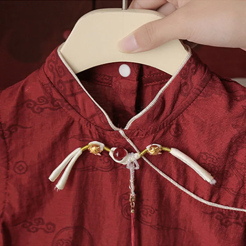 Pelele rojo sin mangas para recién nacida – Estampado veraniego - imagen 2