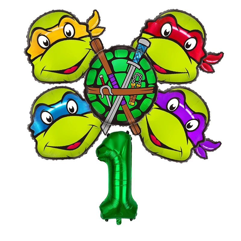 Conjunto de globos de tortugas Ninja para niños y niñas, decoración de globos con números para fiesta de cumpleaños, adornos para Baby Shower, regalos de dibujos animados de Anime para niños - imagen 2