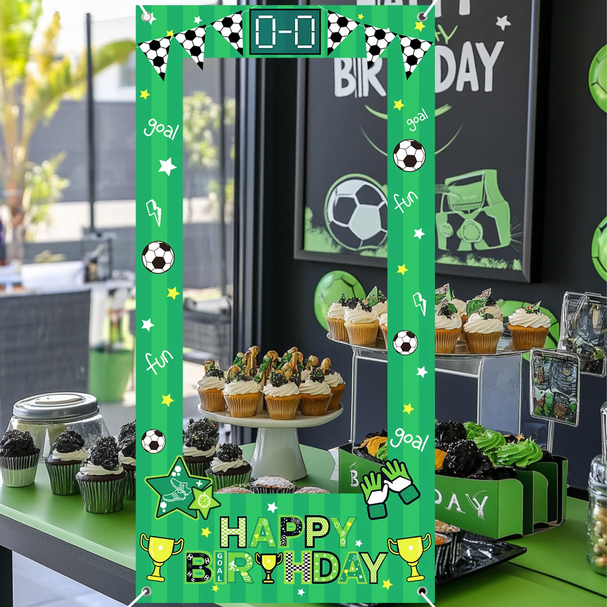 Accesorios para fotos con tema de fútbol, marco para fotomatón con temática de fútbol para fiesta de cumpleaños, decoración para fiesta deportiva de cumpleaños, 1 ud. - imagen 2