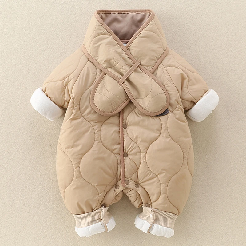 Ropa de bebé de 0 a 2 años, peleles para niños pequeños, forro de piel cálido, monos para niños pequeños, traje para niños pequeños con forro grueso - imagen 3