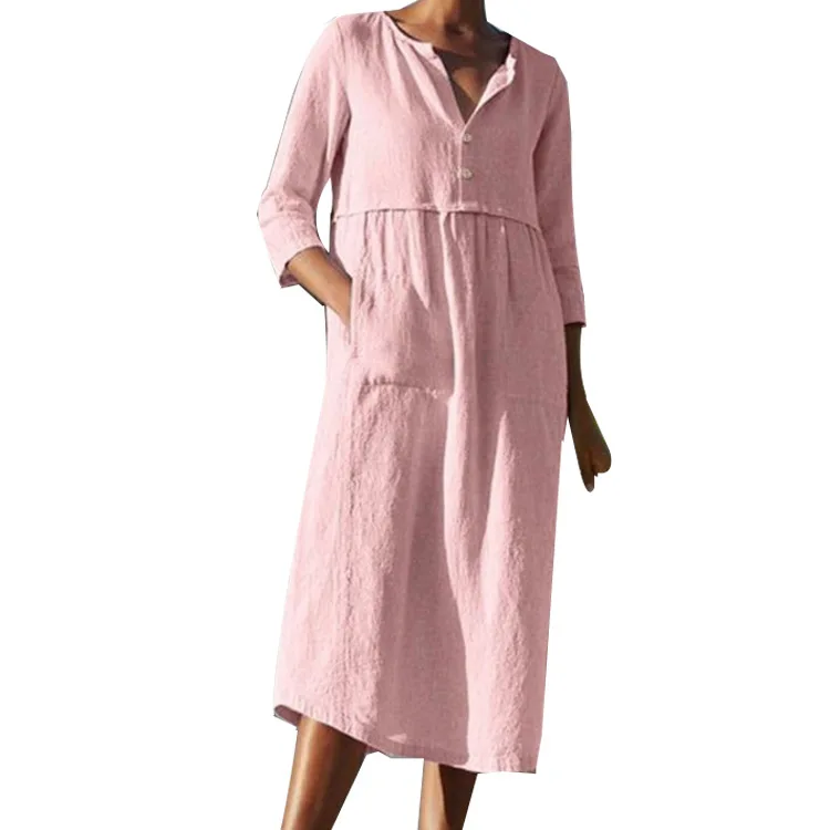 Vestido de lactancia maxi estampado con cuello en V y manga corta - imagen 4