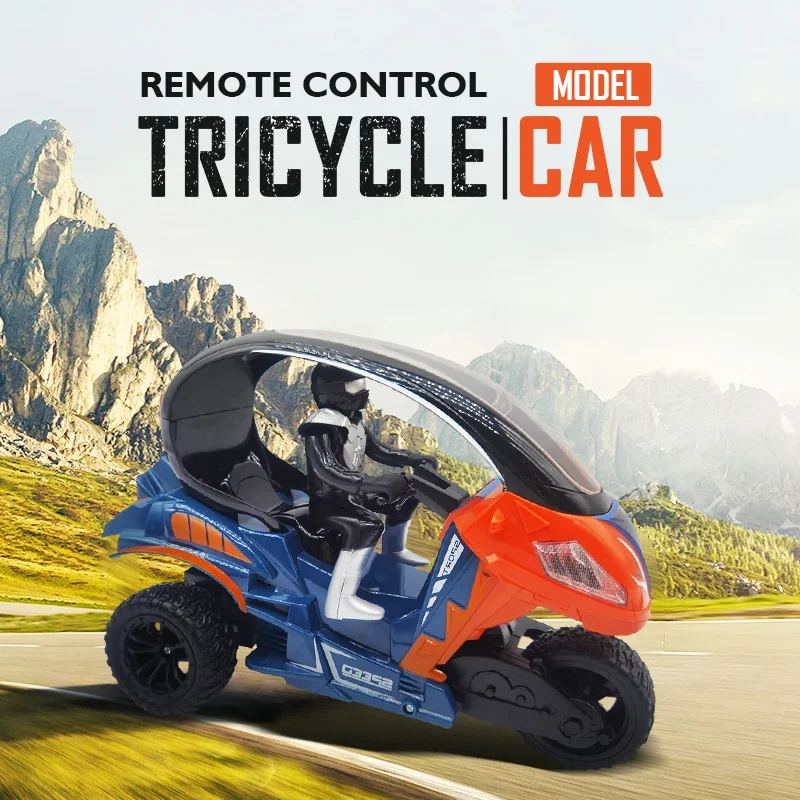 Triciclo de motocicleta Rc de juguete, coche de Control remoto de 2,4 Ghz con juguete en aerosol, vehículo de carreras acrobático eléctrico, juguetes para niños, regalo