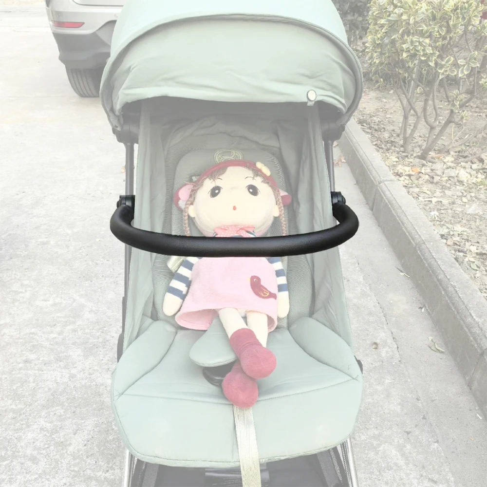 Reposabrazos de cochecito para bicicleta, barra de parachoques con abrazaderas de cubierta de cuero, accesorios de repuesto ajustables para bebé de Ángel