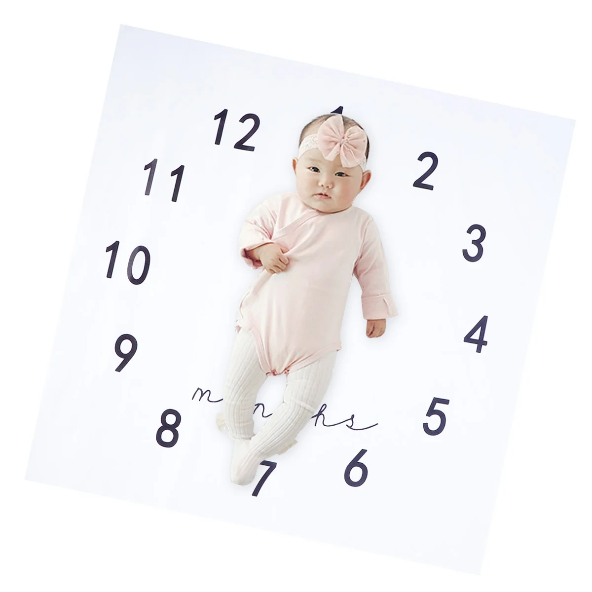 Manta de algodón para bebé, accesorios de fotografía a la moda de 100x100cm, manta para bebé, cubierta para manta para foto de crecimiento mensual - imagen 4