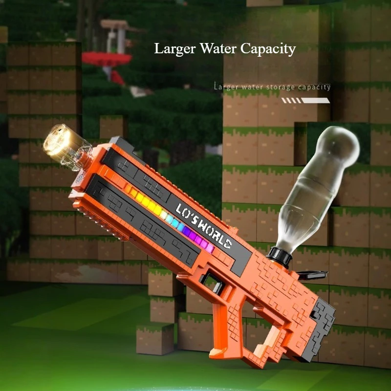 Pistola de agua con tobogán de retroceso, LED multicolores, juguete de piscina de verano de alta capacidad para niños y adultos, juego interactivo de batalla de agua al aire libre - imagen 4