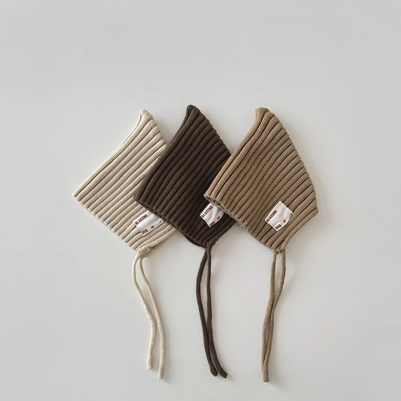 Gorro triangular para bebé, gorro tejido térmico a prueba de viento con protección para los oídos para bebé, gorro suave de invierno para fotografía de recién nacido