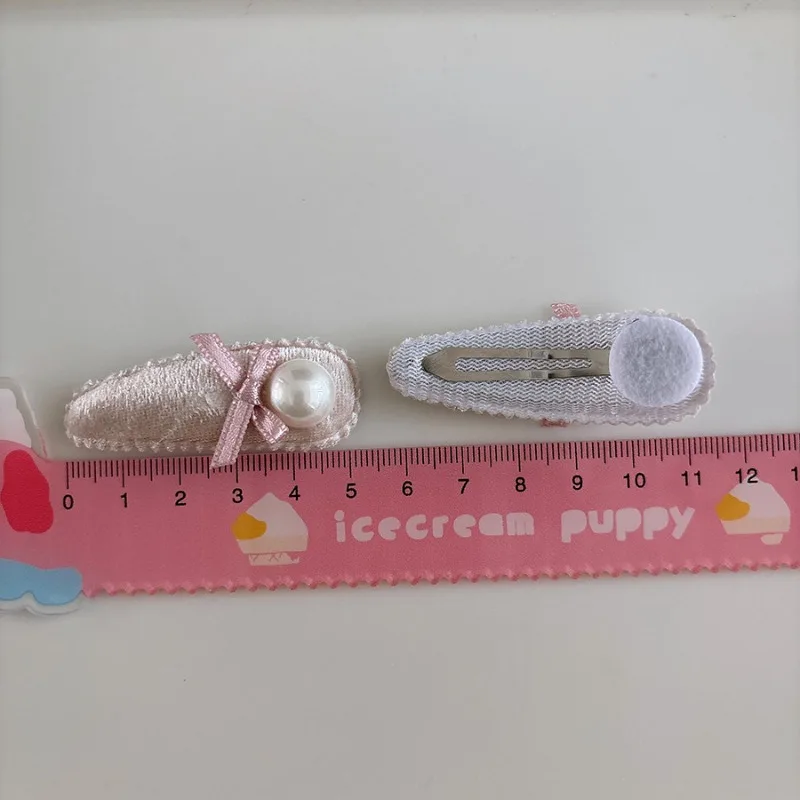 Versión coreana de terciopelo rosa, agradable arco de perlas, gota de agua para niños, Clip Bb, flequillo lateral, horquilla versátil para niñas - imagen 2
