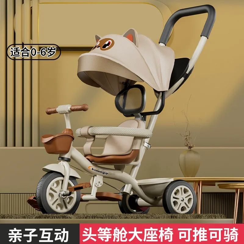 Triciclo evolutivo para bebé con manillar empujable paseo cómodo