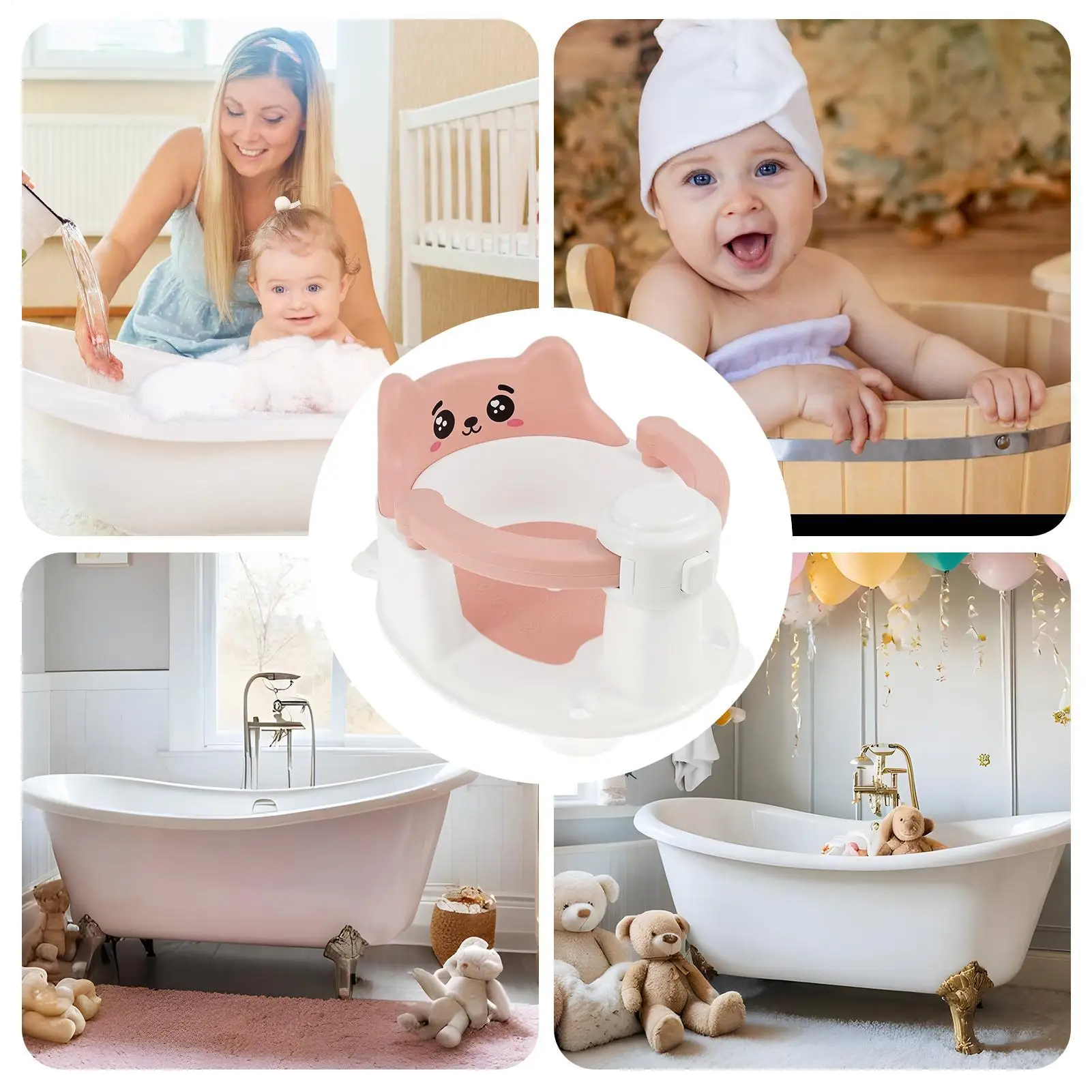 Asiento de baño para niños pequeños, asiento de bañera antideslizante para niños pequeños, silla de baño de ducha con ventosas para bebés de 6 a 24 meses, nuevo - imagen 5