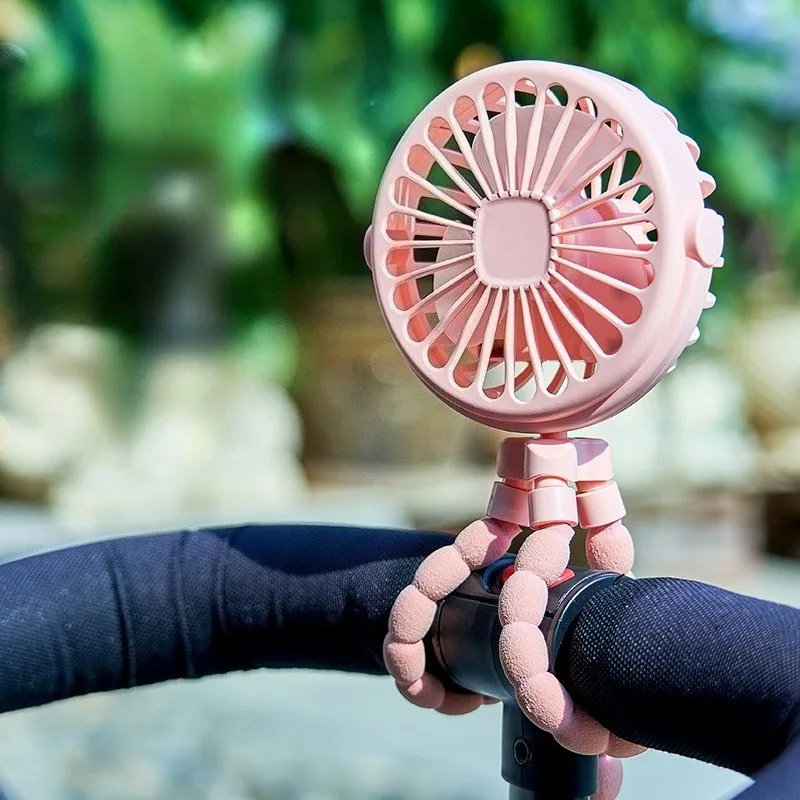 Mini ventilador para cochecito de bebé, ventiladores de mano USB recargables para cuna, accesorios para cochecito, ventilador plegable para exteriores con Clip para bebé