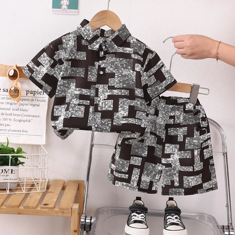 Nueva ropa de verano para bebés, traje para niños, camisa, pantalones cortos, 2 unids/set, ropa para niños pequeños, disfraz informal de moda infantil, chándales para niños - imagen 3