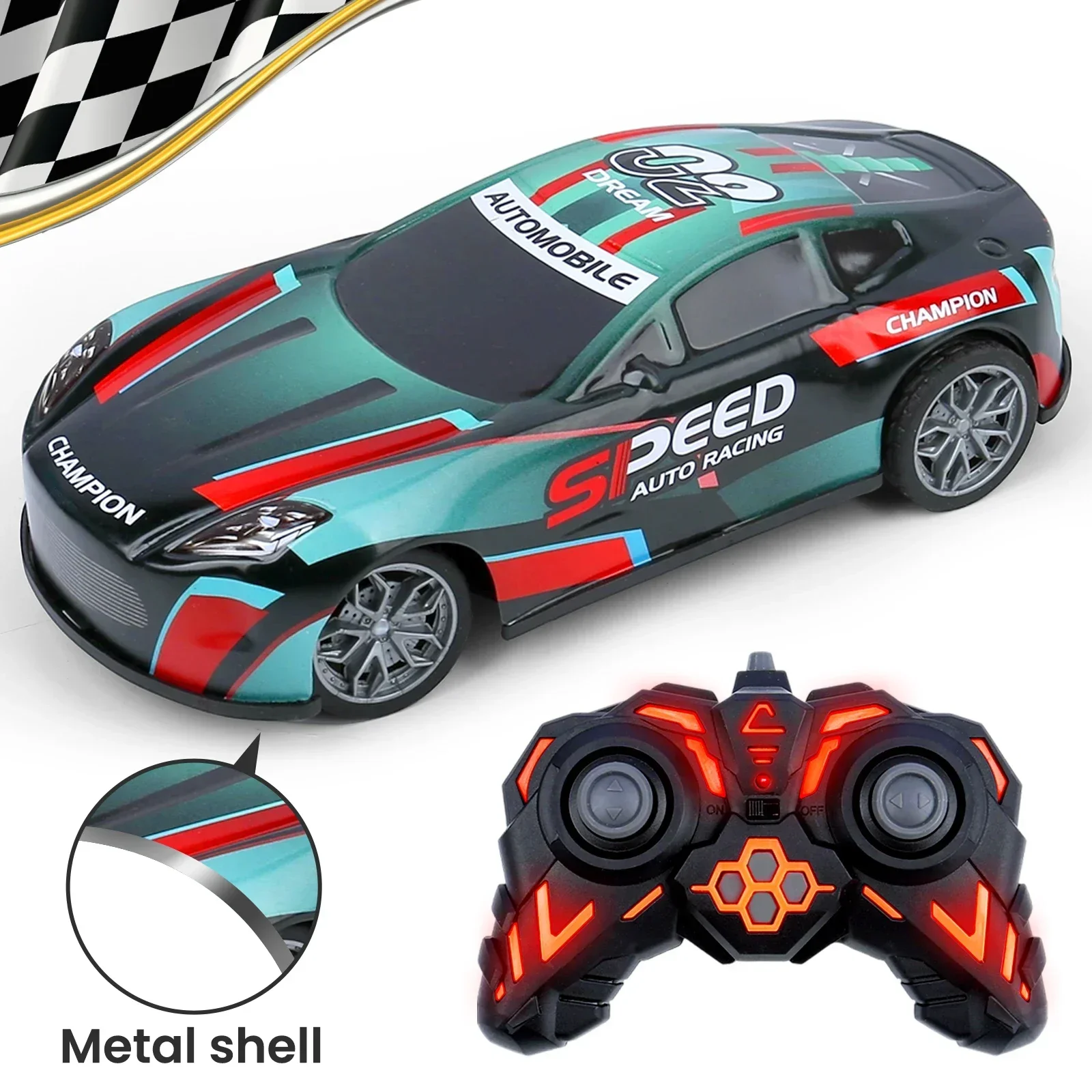 Coche de carreras de deriva con Control remoto de alta velocidad, 4 canales, 2,4G, juguete con carcasa de hierro, modelo de vehículo, juguetes para niños, regalos de cumpleaños - imagen 4