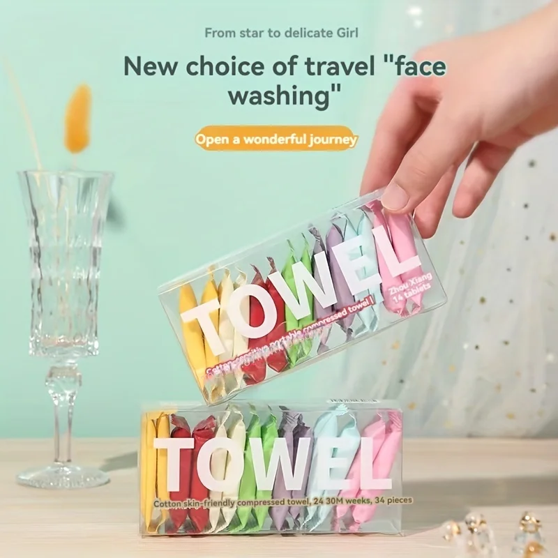28/14/7pcsCompressed Towel - Disposable Towel, Pure Cotton Thick Portable Face Towel - Facial Cleanser - Health and Home Product - imagen 5