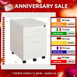 HOMCOM Archivador Móvil A4 con Ruedas Gabinete de Archivos Suspendidos con 2 Cajones y Cerradura 40x44x54,6 cm Blanco