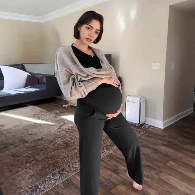 Pantalones maternity con soporte de vientre – Pierna ancha - imagen 3