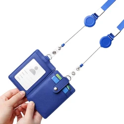 Portanombres infantil de cuero PU con cordón retráctil para mochilas