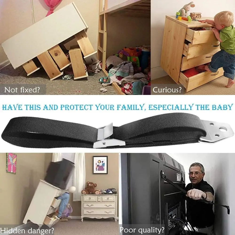 Correas de seguridad ajustables portátiles para muebles, correas de seguridad resistentes a prueba de Unisex para gabinete, correas antipunta para oficina, 2 uds. - imagen 2