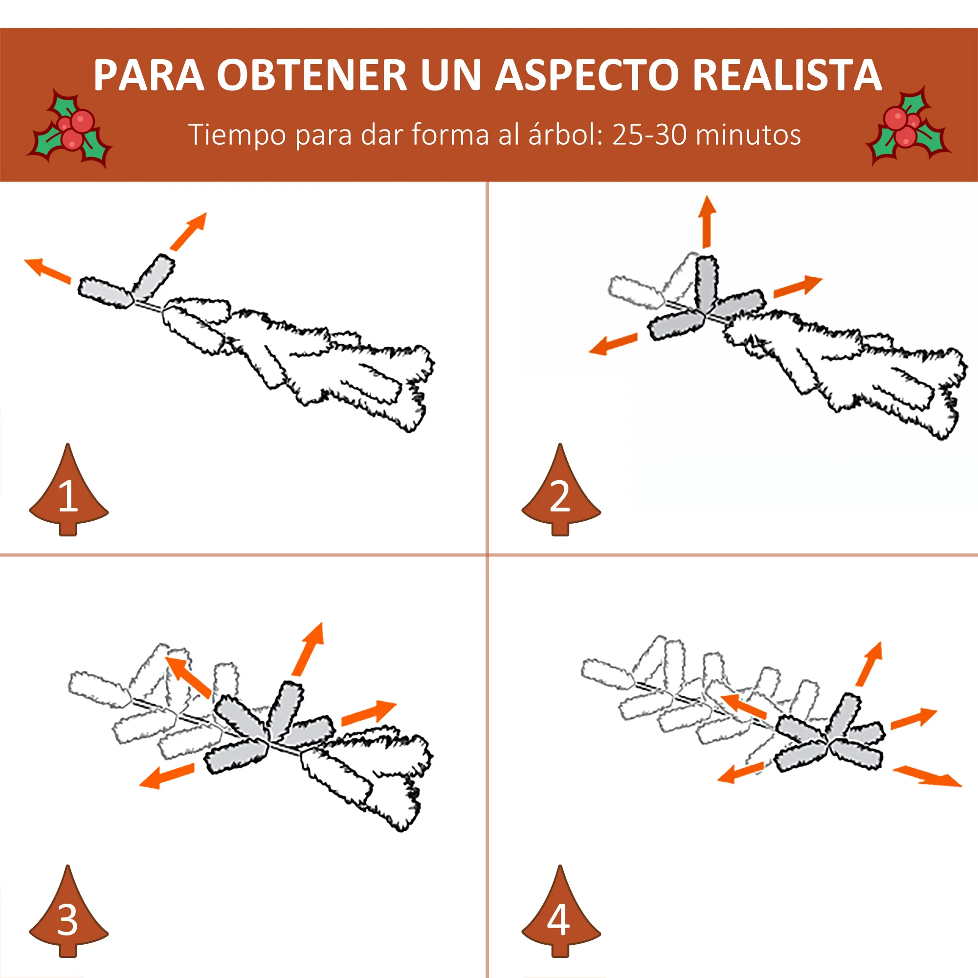 HOMCOM Árbol de Navidad Artificial 180/150/120 cm Base Plegable y Soporte Metálico - imagen 5