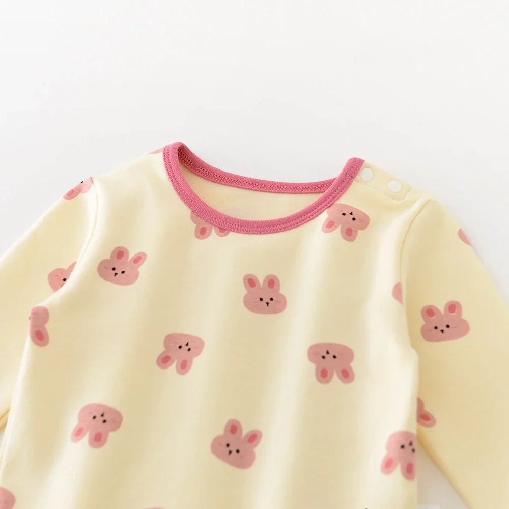 Traje de pijama para bebé de 9m -3T, ropa para dormir con estampado de cabeza de conejo, nueva ropa para dormir de otoño, ropa interior para niñas - imagen 4