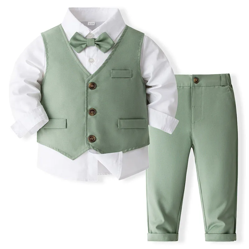 Conjunto de bebé niño primavera-otoño chaleco con corbata y camiseta