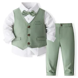 Conjunto de bebé niño primavera-otoño chaleco con corbata y camiseta