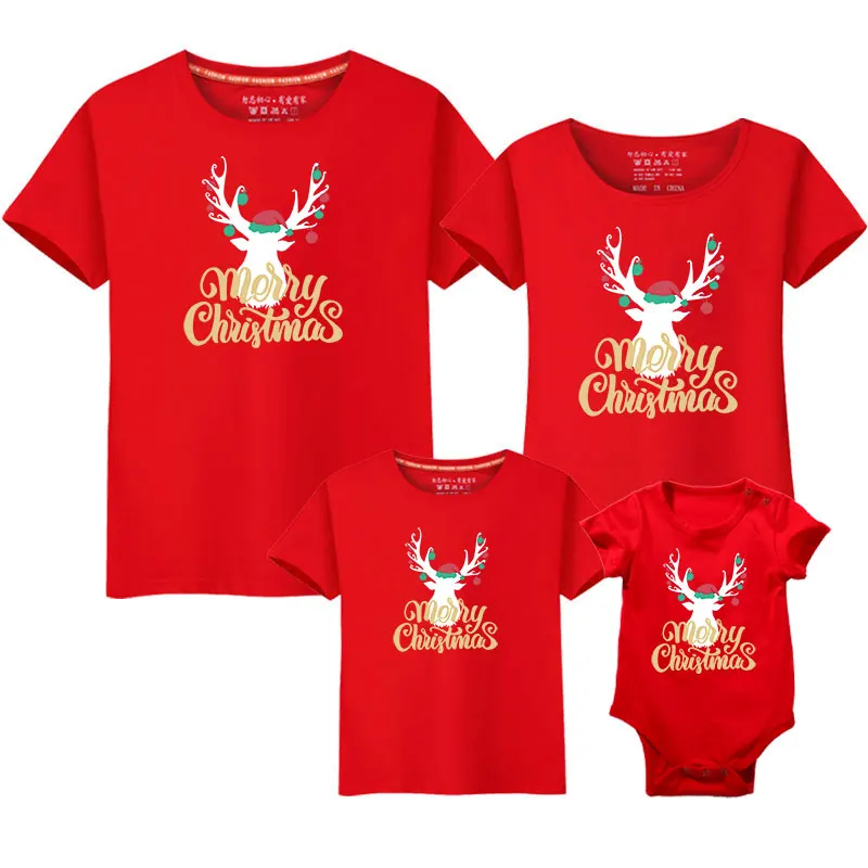 Traje familiar de Navidad para papá, mamá, bebé, conjuntos a juego, camiseta de manga corta para madre e hija, padre e hijo - imagen 5