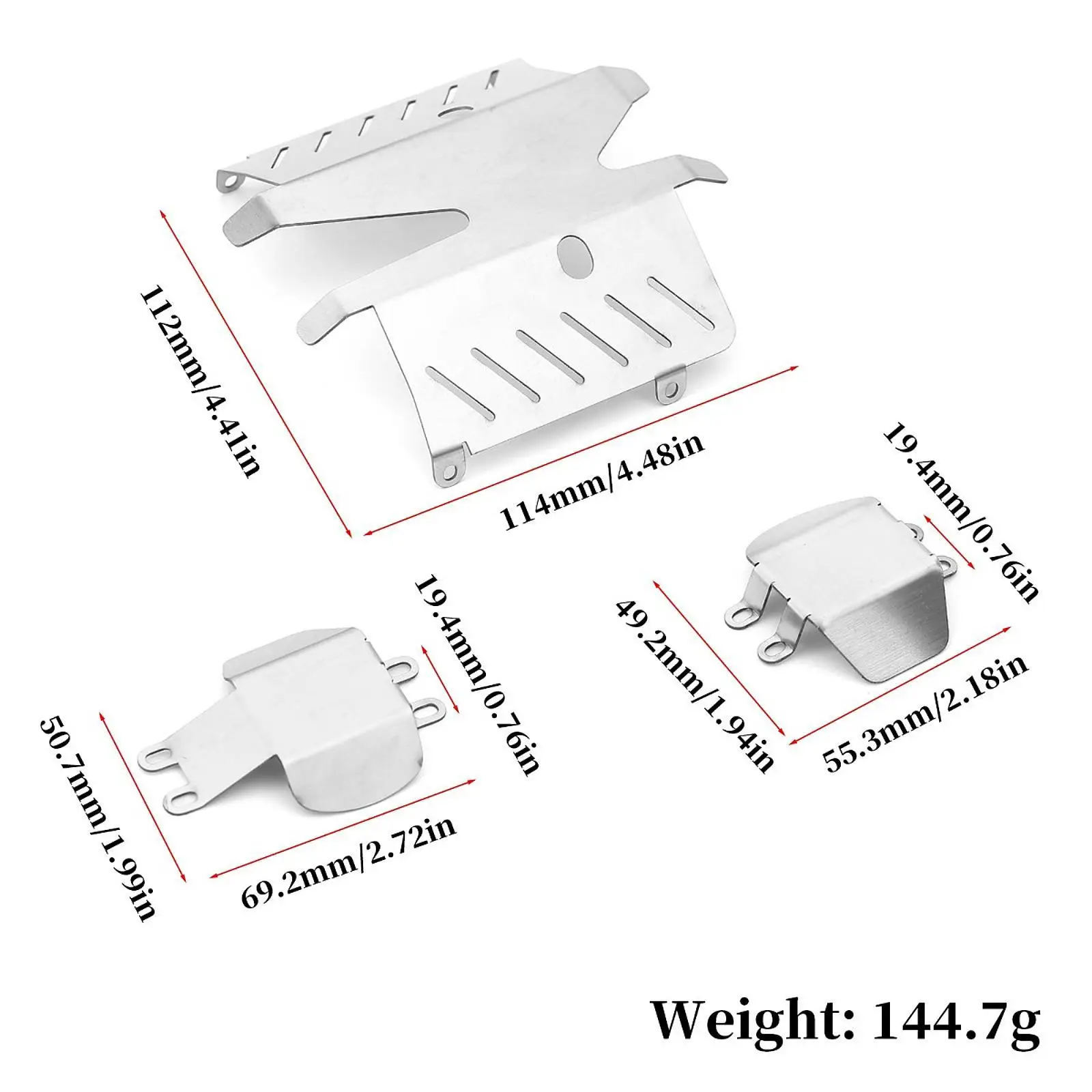 3Pcs Skid Plate Skid Armors Chassis Guard Board Chassis Armors for cc02 1/10 RC Modification