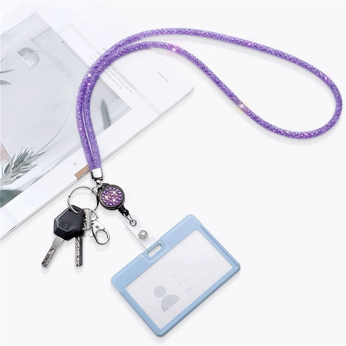 Cordones de cuello brillantes para soporte de teléfono móvil, collar de diamantes de imitación, cordón retráctil para el cuello, cordón para soporte de gafas, 1 ud.