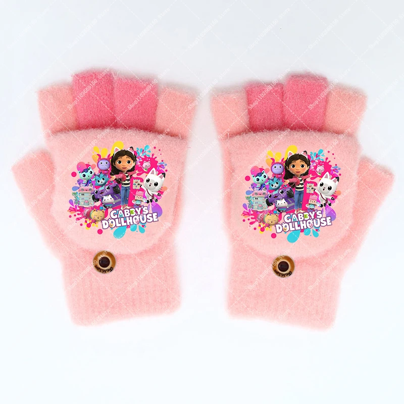 Casas de muñecas Kawaii Gabby, guantes bonitos para niñas, guantes informales de dibujos animados para niños, mitones de Anime, accesorios cálidos de invierno, regalo de Navidad 2026 - imagen 3