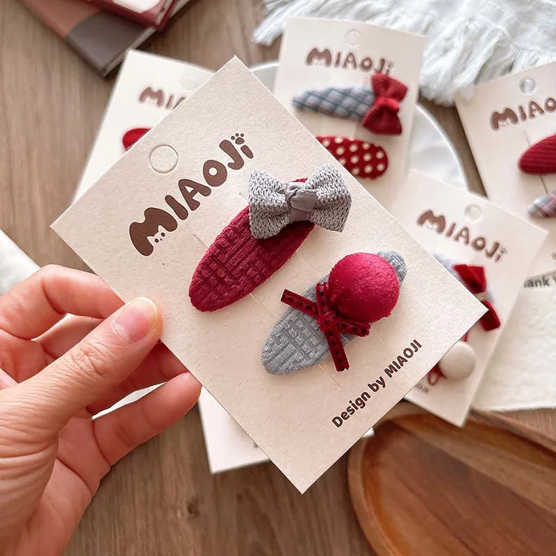 Pinza para el pelo coreana para niña, horquilla con agradable arco rojo de Año Nuevo para niño, flequillo roto para otoño e invierno, accesorios navideños para el cabello - imagen 2