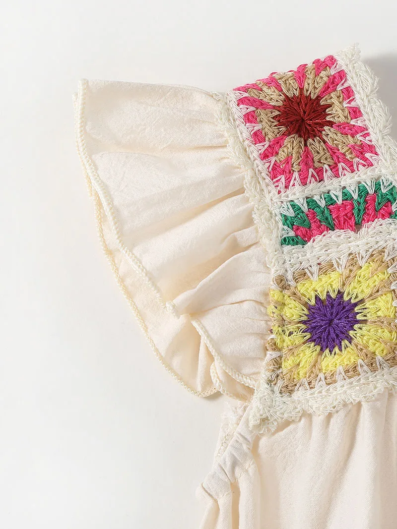 MILANCEL nuevo Body de primavera para niñas bebé lindo tejido de flores estilo étnico de una pieza - imagen 4