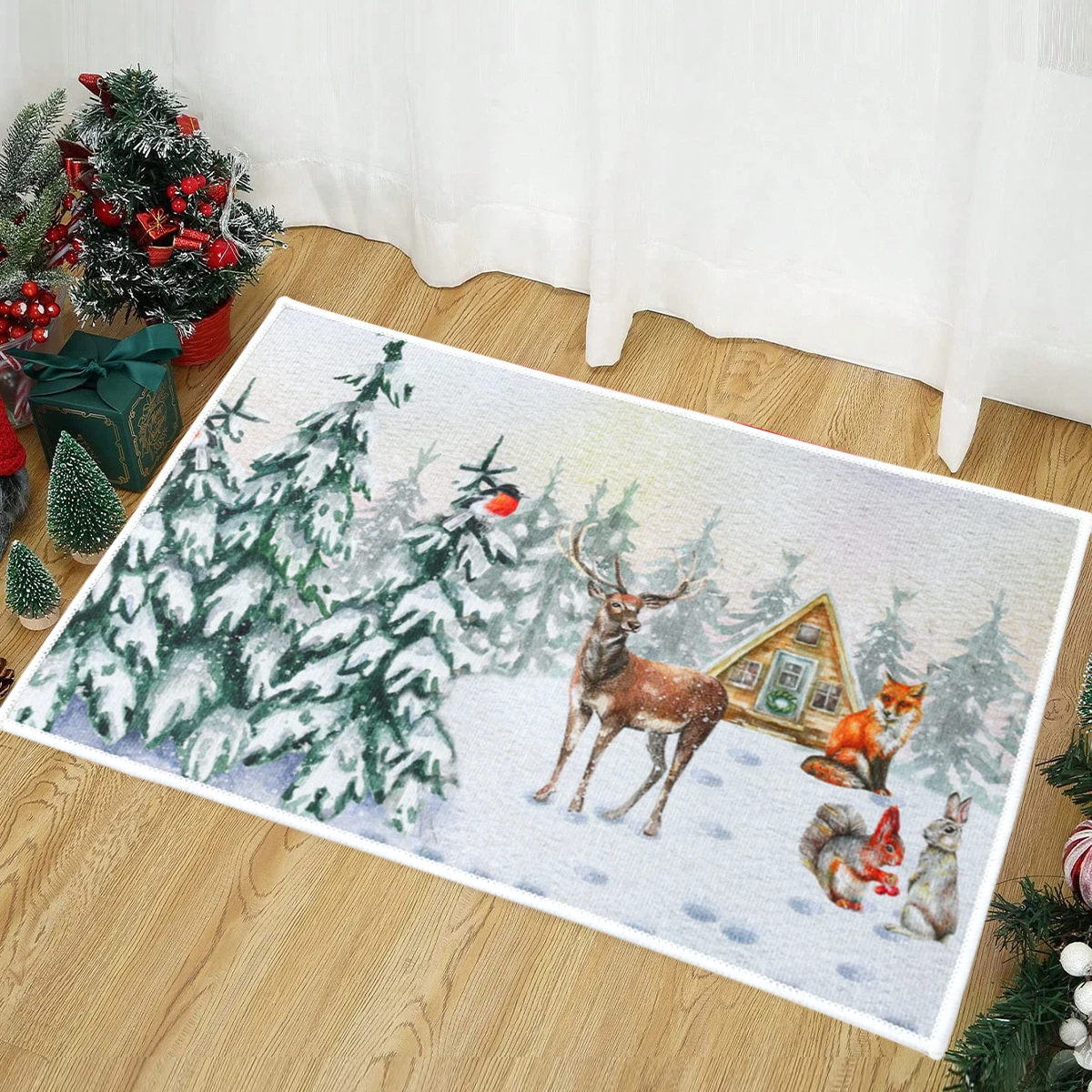 Alfombra decorativa navideña para puerta de entrada, dormitorio, baño, inodoro, alfombra antideslizante, Feliz Navidad, regalo de Año Nuevo 2024 - imagen 4