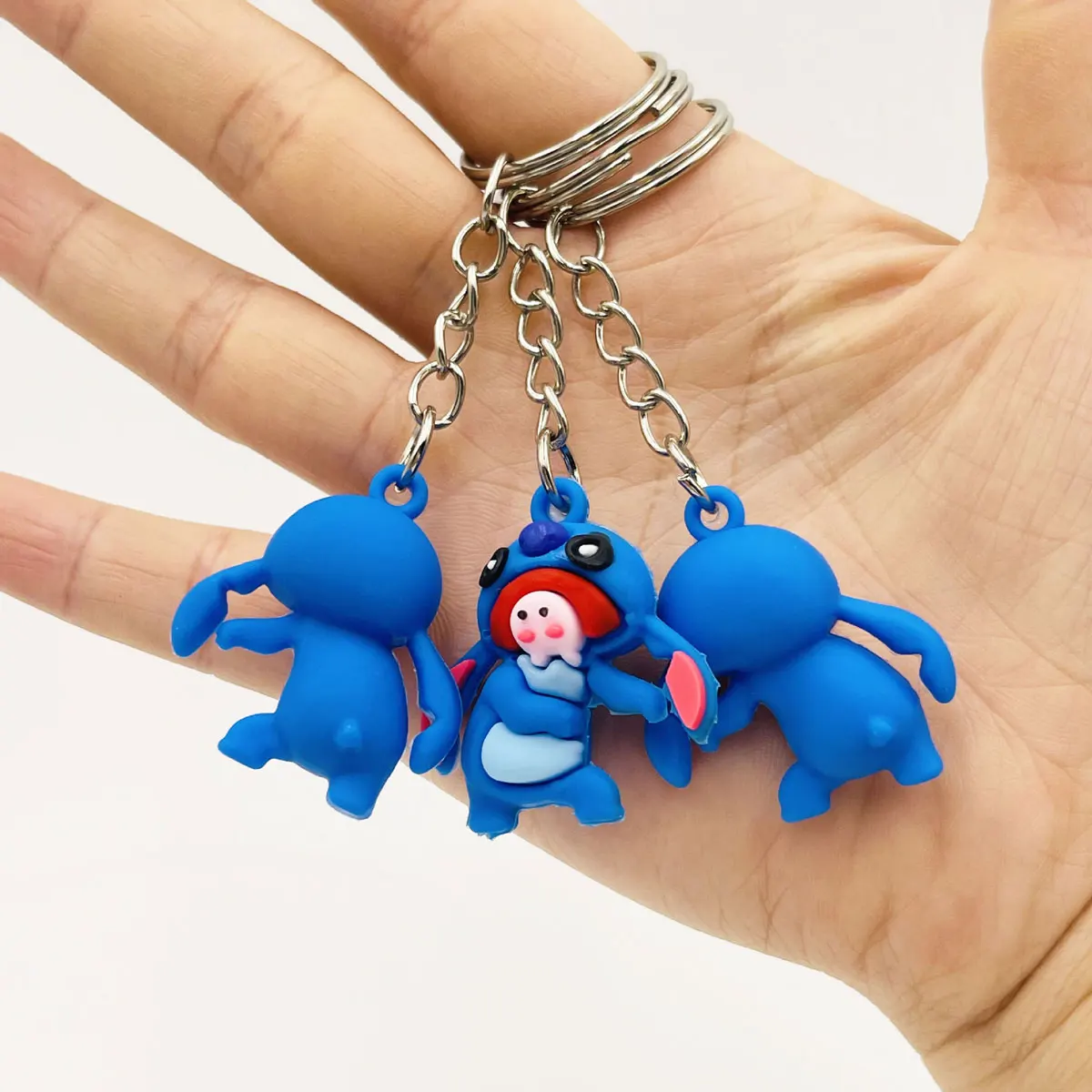 Mini llavero Kawaii de 3,5 cm de Lilo & Stitch, llavero con colgante de punto encantador, llavero de coche para mujer, regalo de cumpleaños para amigas - imagen 4