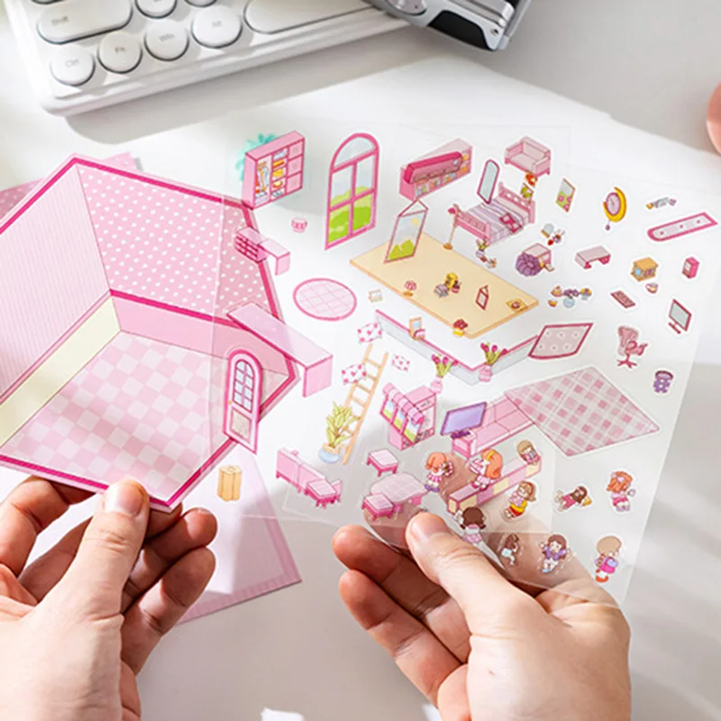 Pegatinas 3D DIY de dibujos animados para bebés y niños, decoración de paisajismo, escena realista para mascotas, pegado de apilamiento, pegatina estética para fiesta - imagen 4