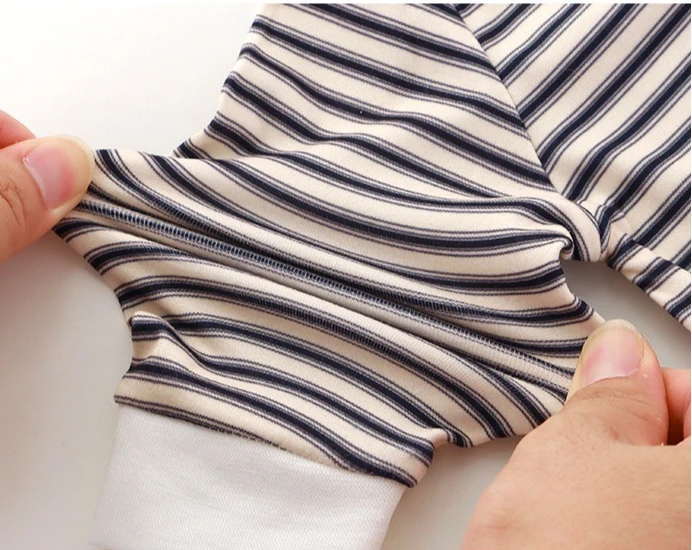 Somenie, mameluco Unisex de manga larga para bebé, traje de mono a rayas con cuello redondo para niño, ropa para niña, traje infantil de tendencia 1-3-6-9-12-24M - imagen 4