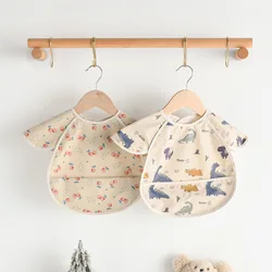 Baberos impermeables de manga corta para bebé, delantal alimentación dibujos animados, paño eructar niño pequeño, Bandana, nuevo estilo coreano