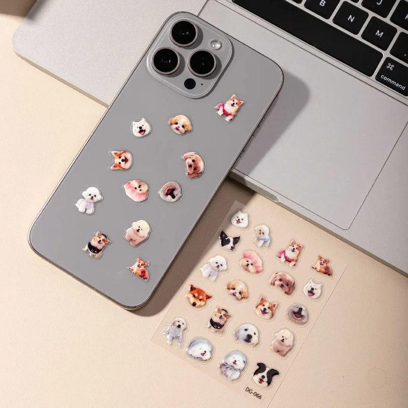 Adhesivos kawaii de resina epoxi con animales para diario y álbum