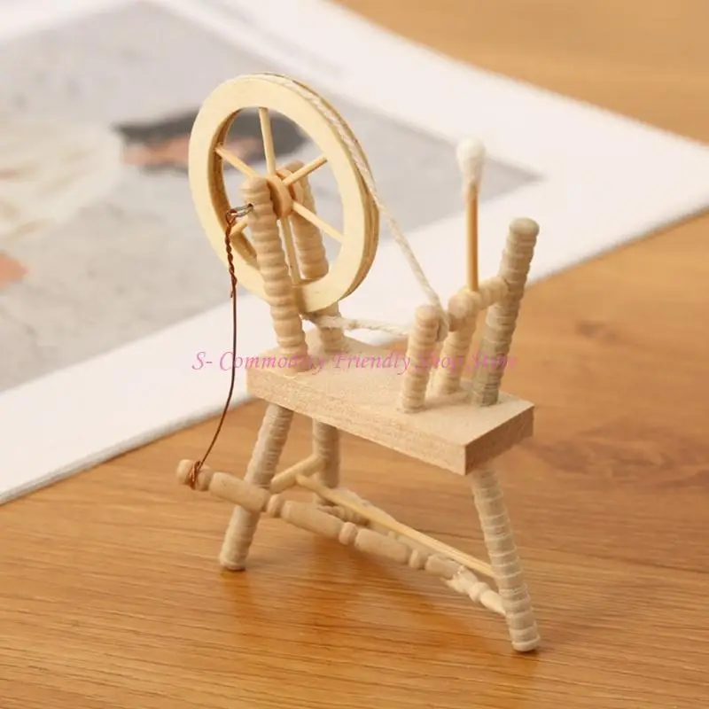 85ae retro 1/12 casas muñecas Spinnings Modelo ruedas Muebles con detalles realistas - imagen 5