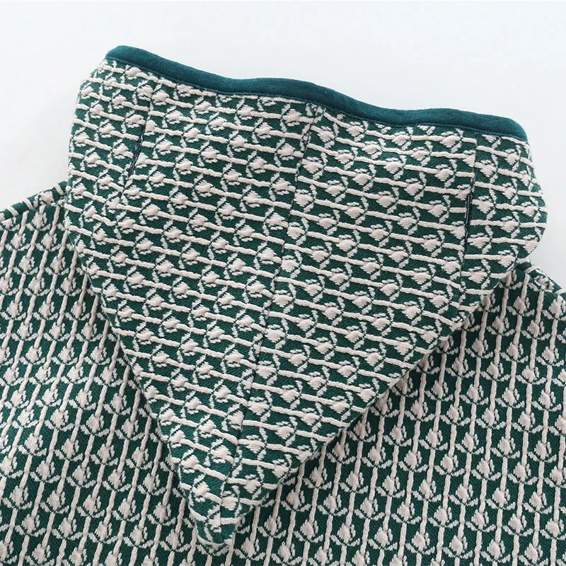 Primavera otoño ropa para niñas recién nacidas chaqueta infantil moda coreana a cuadros lindo chal de punto con capucha capa abrigos para niños pequeños artículos para bebés B268 - imagen 4