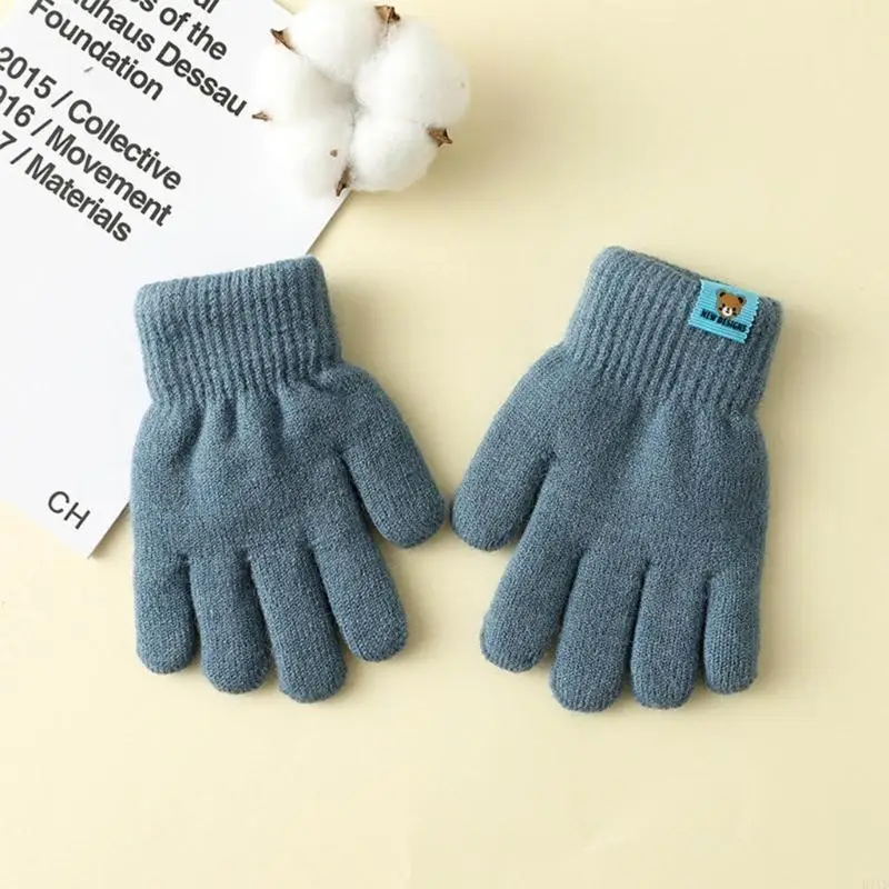 D7YD Guantes doble capa para niños, ropa mano acogedora para otoño/invierno, cálida para niños pequeños - imagen 5