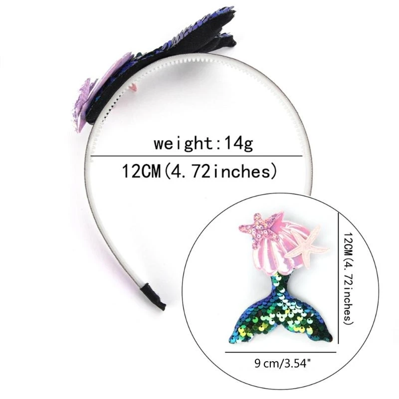 Diadema para niñas M76C, tocado conchas lentejuelas, diadema princesa, diademas para niños, accesorios para - imagen 4