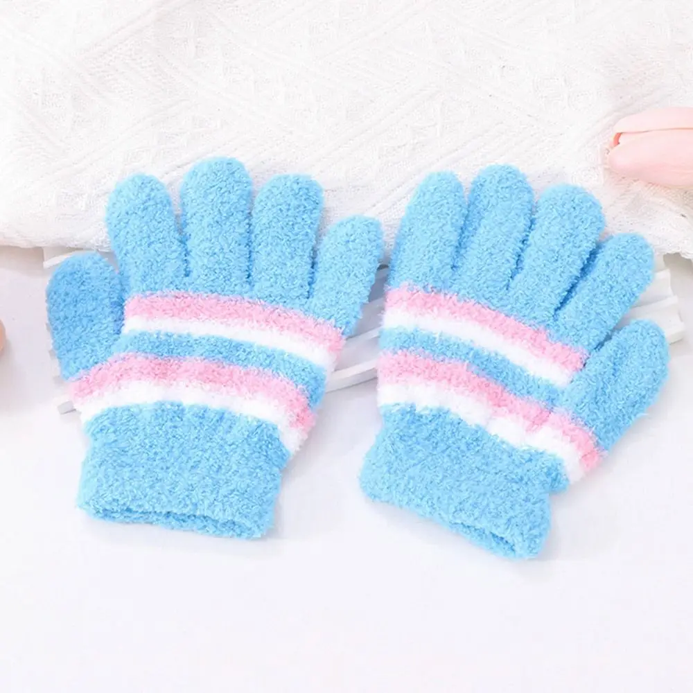 Lindos guantes cálidos de invierno a prueba de viento guantes a prueba de frío guantes elásticos de punto suaves para niños de 6 a 9 años al aire libre - imagen 5