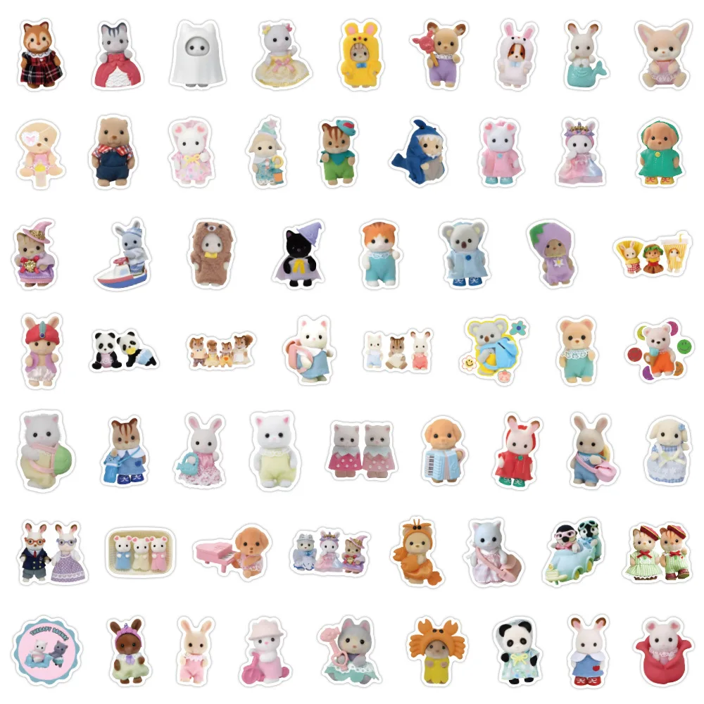 120 unids/set Calico Critters pegatinas decoración cuaderno equipaje pegatinas de dibujos animados juguete - imagen 2