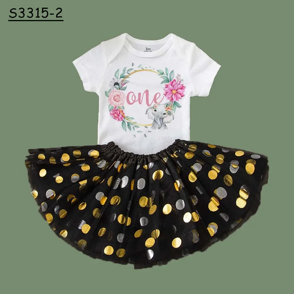 Vestido de tutú de 1er y 2nd cumpleaños para niña, traje de manga corta para bebé, vestidos de fiesta para recién nacido con estampado, ropa de bautismo infantil, corona Floral - imagen 5