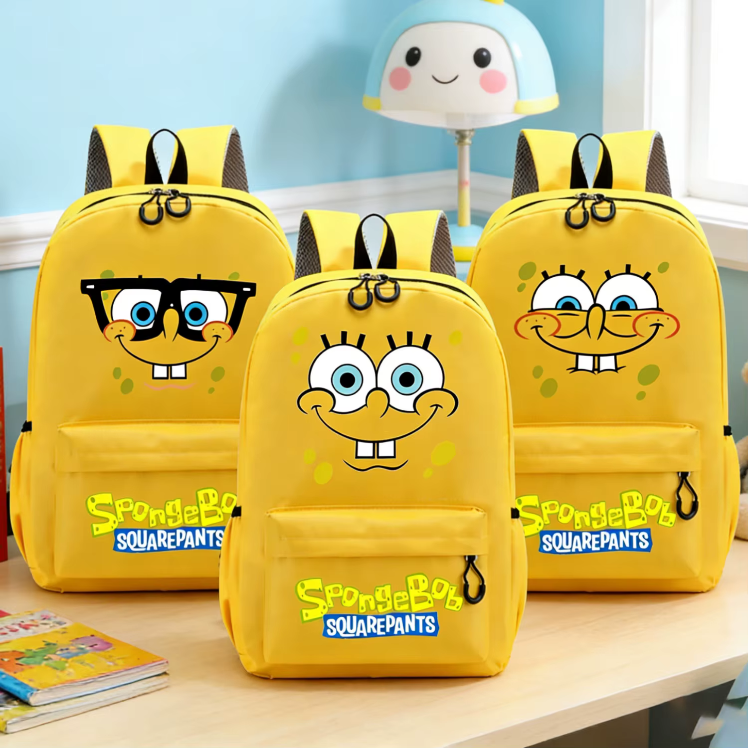 Mochila escolar Bob Esponja – Diseño kawaii amarillo para niños - imagen 2